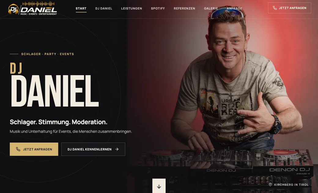 Echter Website-Screenshot: DJ Daniel