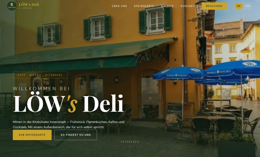 Echter Website-Screenshot: Löw’s Deli